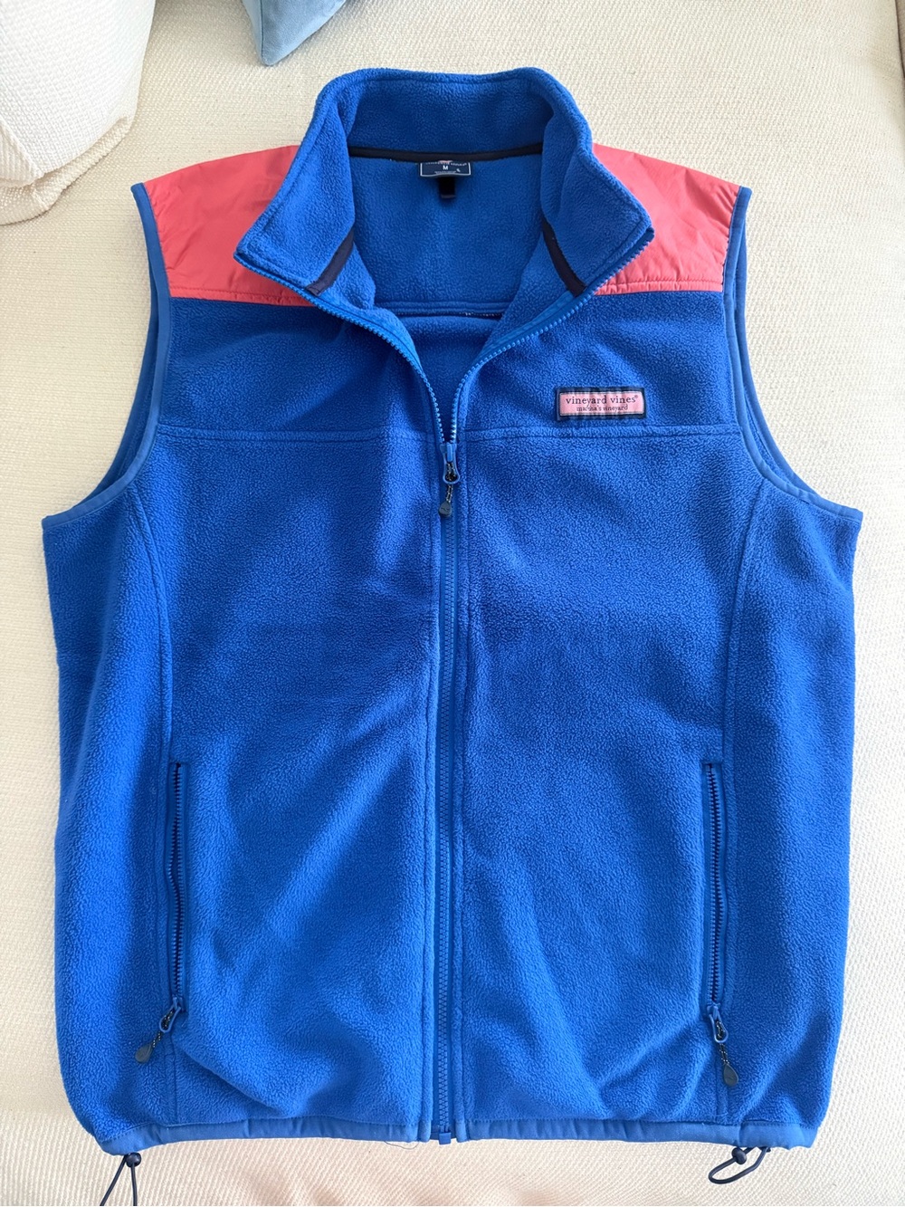 Vineyard Vines Men’s Fleece Vest in Blue and Coral